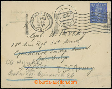 221351 - 1945 TANK. BATTALION, 1. TROOP/  blue straight line postmark