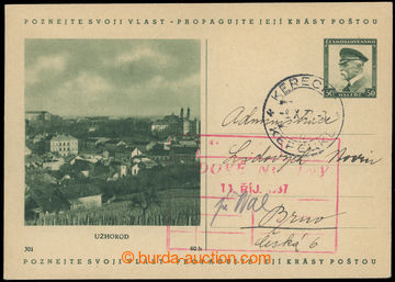 221377 - 1937 KERECKY / CDV69/301, pictorial PC Uzhhorod, to Brno wit