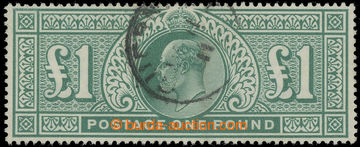 221383 - 1902 SG.266, Edward VII. £1 dark blue-green, 1x light round