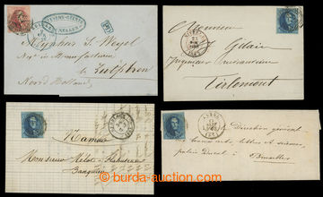 221392 - 1857-1861 4 folded letters with single frankings of stamps M