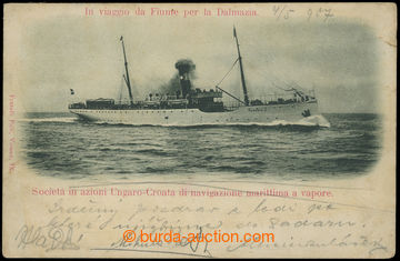 221413 - 1907 Hungary - Croatian ship post on Adria, postcard steamsh
