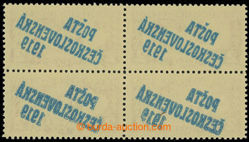 221559 -  Pof.57A Ob, Rectangle 2h brown-red, blue Opt, block of four