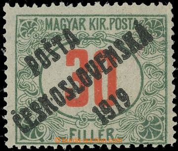 221728 -  Pof.139, Red numerals 30f green / red, overprint type II.; 