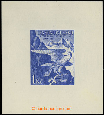 221744 - 1938 PLATE PROOF Pof.332, Winter festival games 1CZK, plate 