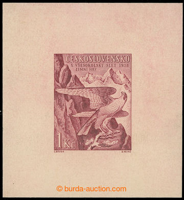 221745 - 1938 PLATE PROOF Pof.332, Winter festival games 1CZK, plate 