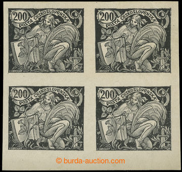 221746 -  PLATE PROOF  values 200h in black color, block of four on/f