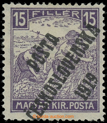 221757 -  Pof.100, White numeral(s) 15f violet, overprint type II.; h