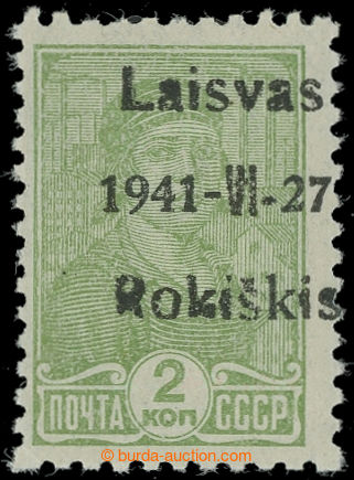 221784 - 1941 LITHUANIEN / Mi.Ia, USSR 2 K green with overprint LAISV