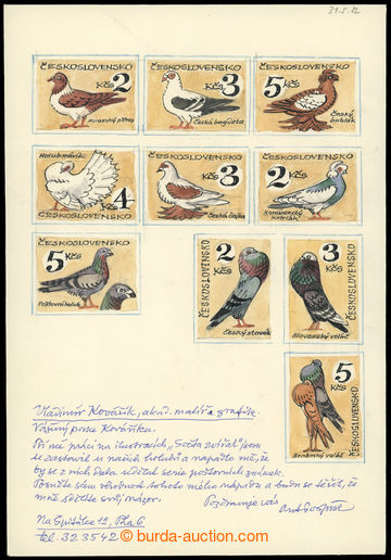 221922 - 1982 design on/for nepřijatou issue stamp. Holubi from acad