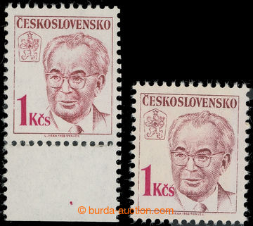 222115 - 1988 Pof.2825 VV, Husák 1Kčs, zn. s dolním okrajem a VV -