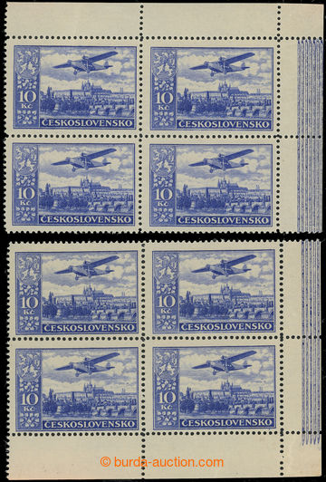 222159 -  Pof.L13, 10CZK blue, comp. 2 pcs of right/genuine corner bl