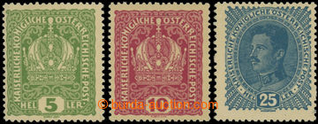 222398 - 1918 War forgeries / Mi.6-8, Crown 5h and 10h + Charles 25h;