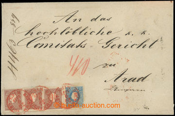 222399 - 1858 3x heavier Reg letter from Vienna to Arad franked with 