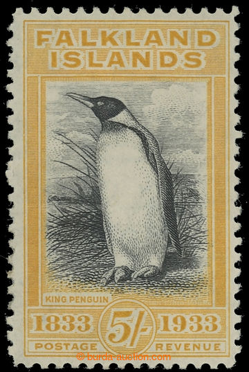 222432 - 1933 SG.136, King Penguin 5Sh černá / žlutá; bezvadná k