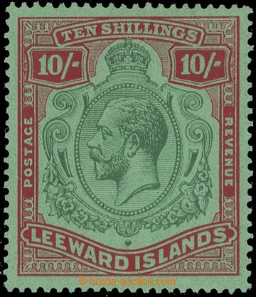 222555 - 1921-1932 SG.79a, Jiří V. 10Sh smaragdová / červená s D