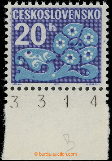 222568 - 1971 Pof.D93xb, Postage due stmp 20h, marginal piece on pape