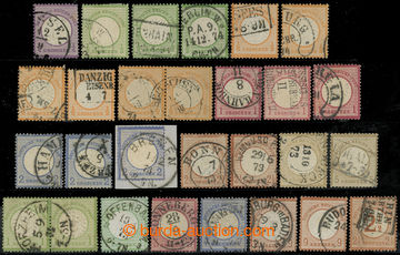 222653 - 1872 Mi.16-27, 29, Eagle - Laege plate, selection of 28 stam