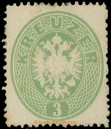 222667 - 1863 ANK.25, Coat of arms 3 Kreuzer green; with original gum