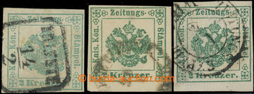 222678 - 1858 NEWSPAPER FISCAL STAMPS / ANK.1a,b,c; Coat of arms 2 Kr