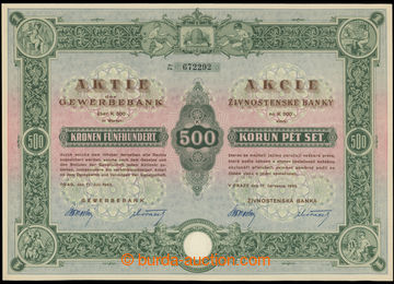 222692 - 1943 PROTEKTORÁT / Živnostenská banka 500 Korun, emise 17