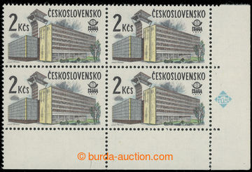 222739 - 1978 Pof.2331xb, New Prague 2Kčs, lower corner blok of 4, p