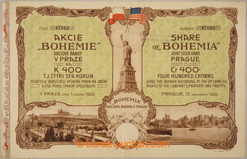 222883 - 1920 ČSR / akcie banky BOHEMIE v Praze na 400K, ze dne 1.1.