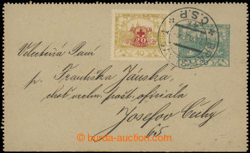 223034 - 1920 CZL1, Hradčany 20h green, paper grey, without margins,