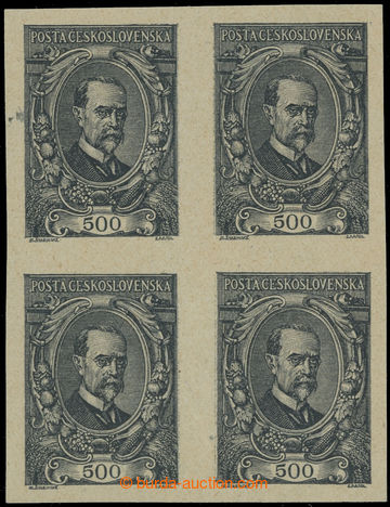 223319 -  PLATE PROOF  values 500h in black color, block of four on/f