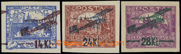 223357 -  Pof.L1-3, I. provisional air mail stmp., complete imperfora