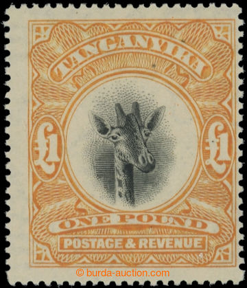 223459 - 1922-1924 SG.88a, Žirafa £1 černá / oranžová, průsvit