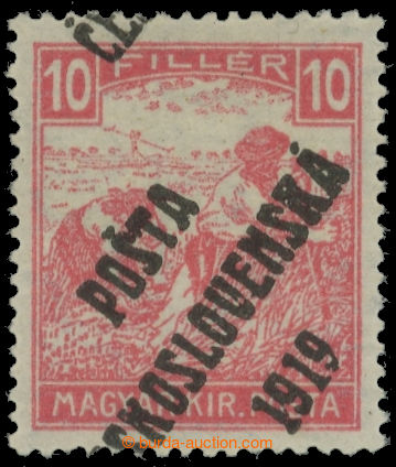 223528 -  Pof.99, White numeral(s) 10f red, type II.; lightly hinged,