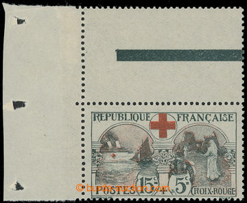 223660 - 1918 Mi.136, Red Cross 15C+5C, upper left corner piece with 