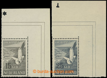 223669 - 1951 Mi.580-581, Airmail 15G and 25G; superb upper right cor