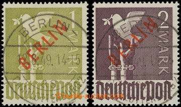 223675 - 1949 Mi.33-34, end 1M and 2M with red overprint BERLIN used;