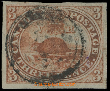 223707 - 1857 SG.22, Beaver 3C red, thin laid paper; nice piece, c.v.