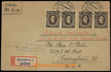 223792 - 1939 Reg and airmail letter to USA, franked with. 4 pcs of H