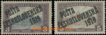 223818 -  Pof.116, 117, 3 Koruna violet / brown type I + 5 Koruna bro
