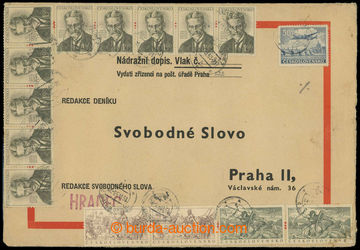 223940 - 1953 NÁDRAŽNÍ dopis / úřední obálka s červeným orá