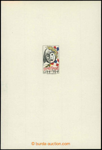 223985 - 1964 Svolinský Charles - refused stamp design Shakespeare 1