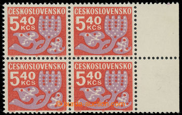 223998 - 1971 Pof.D102ya, Flowers 5,40 Koruna, R marginal blk-of-4 wi