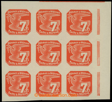 224008 - 1939 Pof.NV3, 7h oranžová (I. vydání), pravý horní roh