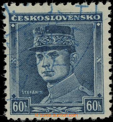 224025 - 1939 Sy.1, Modrý Štefánik 60h s fragmentem modrého DR