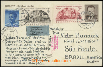 224027 - 1951 CPH6/11, view card with imprinted stamp sent by air mai