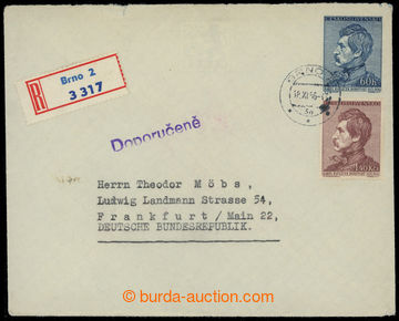 224059 - 1956 COB11, Havlíček Borovský 60h sent as Reg to Germany,