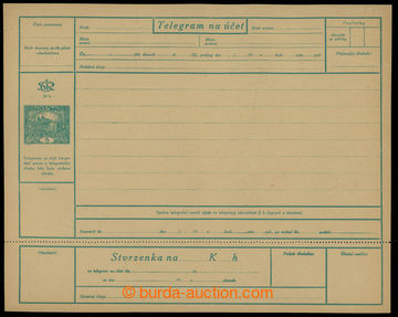 224221 - 1919 CTÚ1A Pa, telegram on/for bill Hradčany 5h green, yel