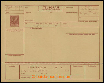 224265 - 1927 CTÚ3A, telegram with posečkaným account Coat of arms