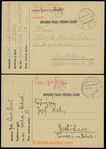 224346 - 1941 2ks lístků PP z východní fronty, 1x s DR POLNÁ PO