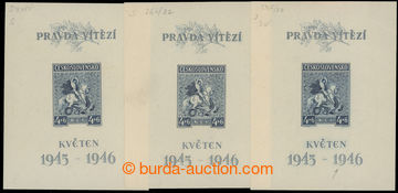 224377 - 1946 Pof.A435 production flaw, miniature sheet May, 3 pcs of