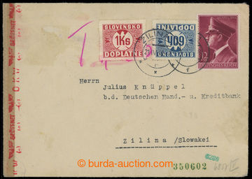 224413 - 1942 underpaid letter sent from Germany Surtax stamp. A. Hit
