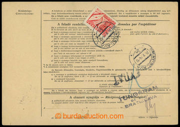 224417 - 1944 whole Hungarian international dispatch note with multic